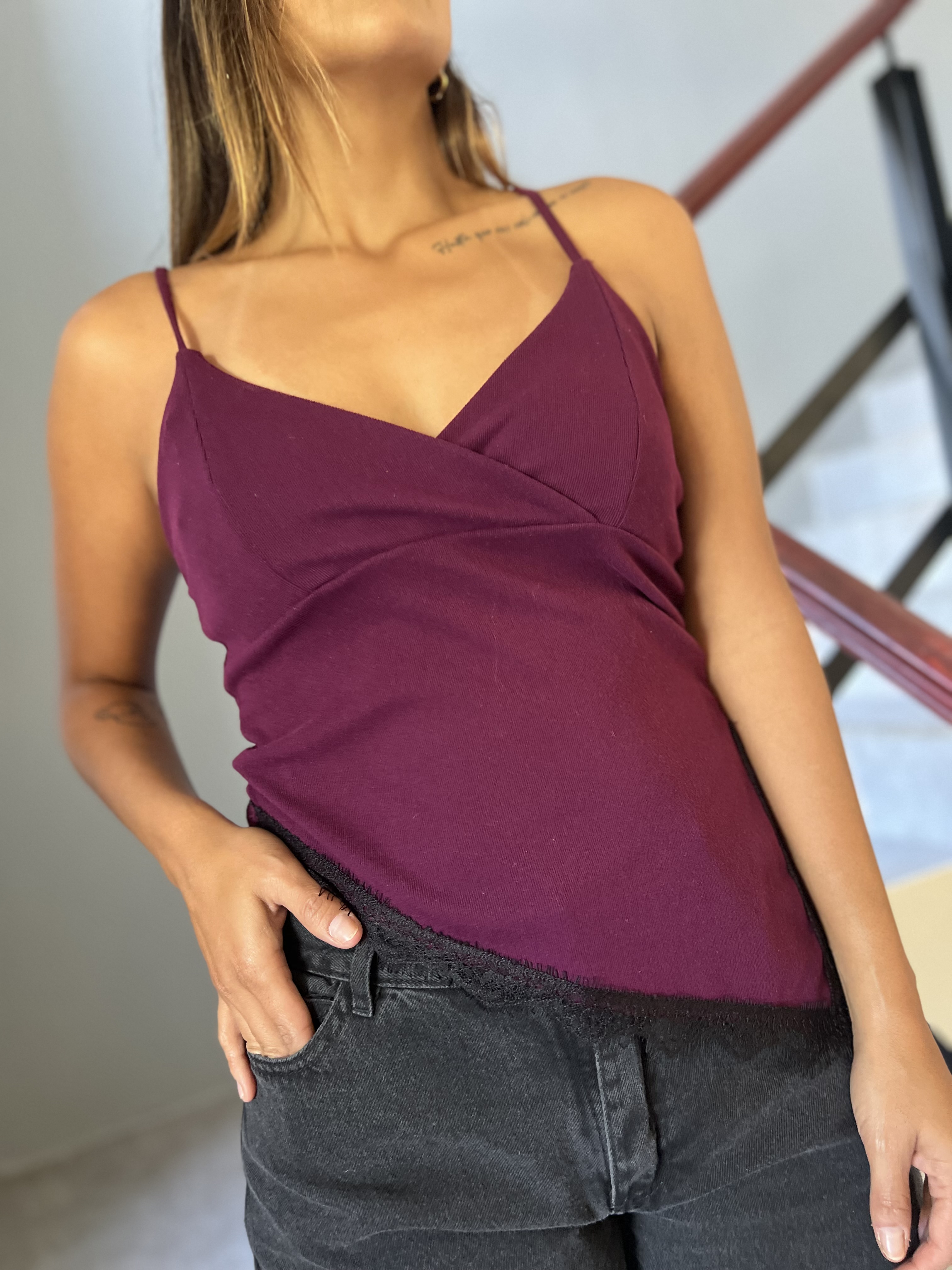 Musculosa lencera  - Bordo